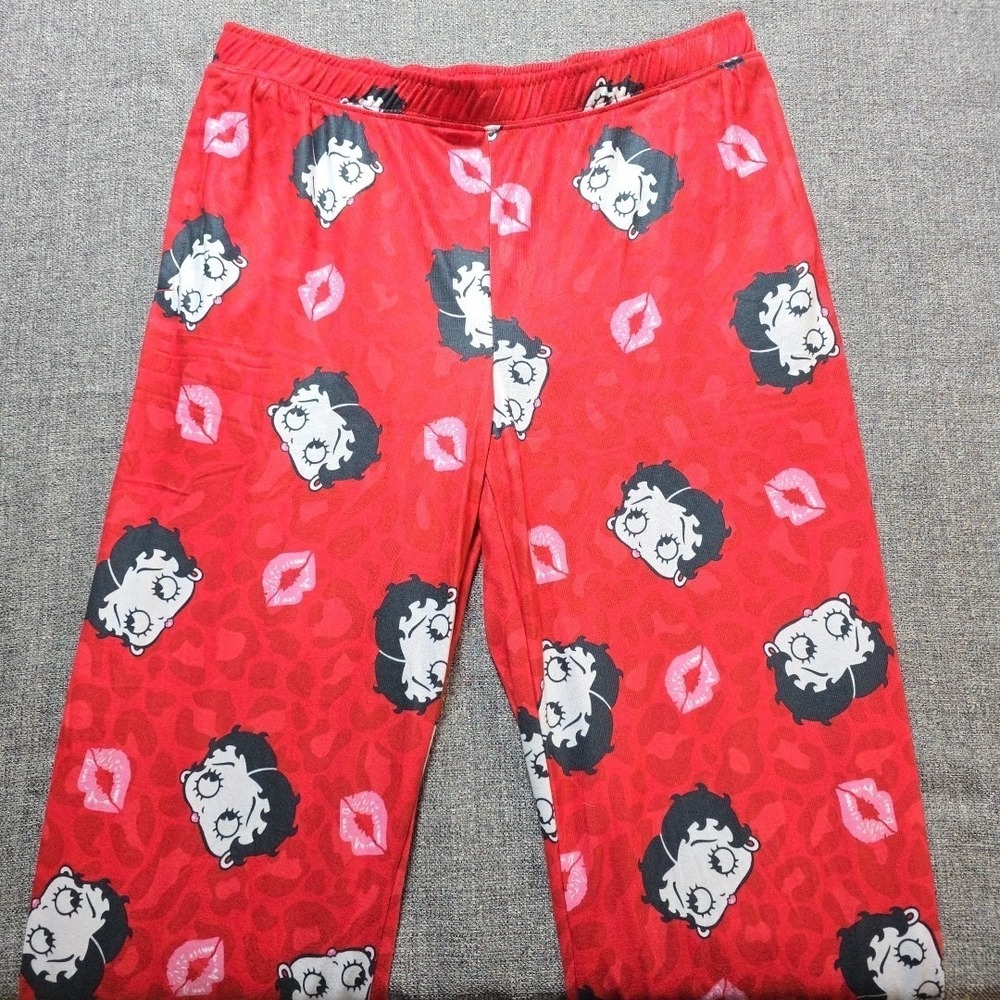 Betty Boop 8/10 M Womens Sleepwear Pajama Pants Red Cartoon Print